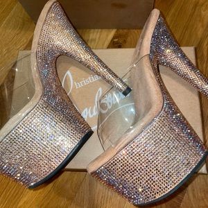 Pleasers pink rhinestone platforms